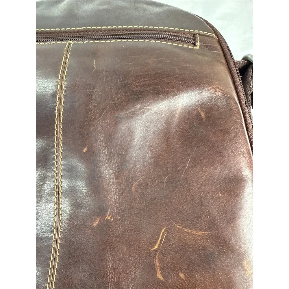 Jack Georges Voyager Small Brown Leather Crossbody Backpack Unisex.